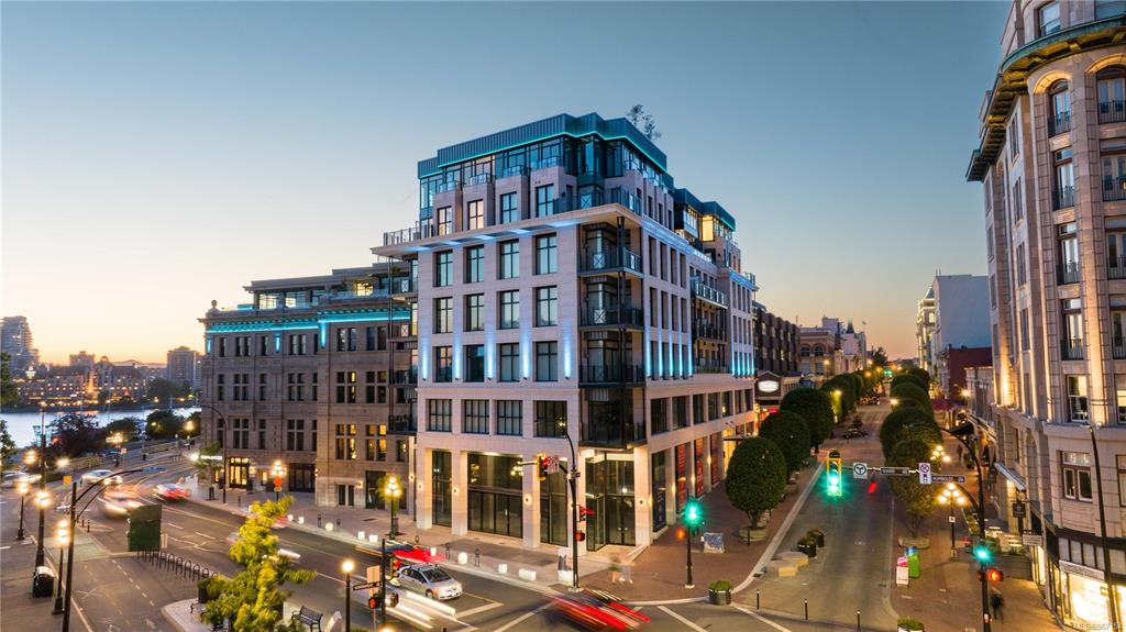 Custom House aerial at twilight