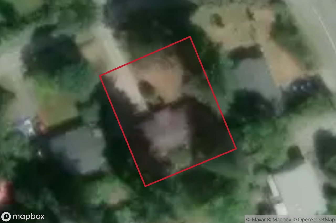 Aerial view of 6609 Helgesen Rd, Sooke with parcel outline