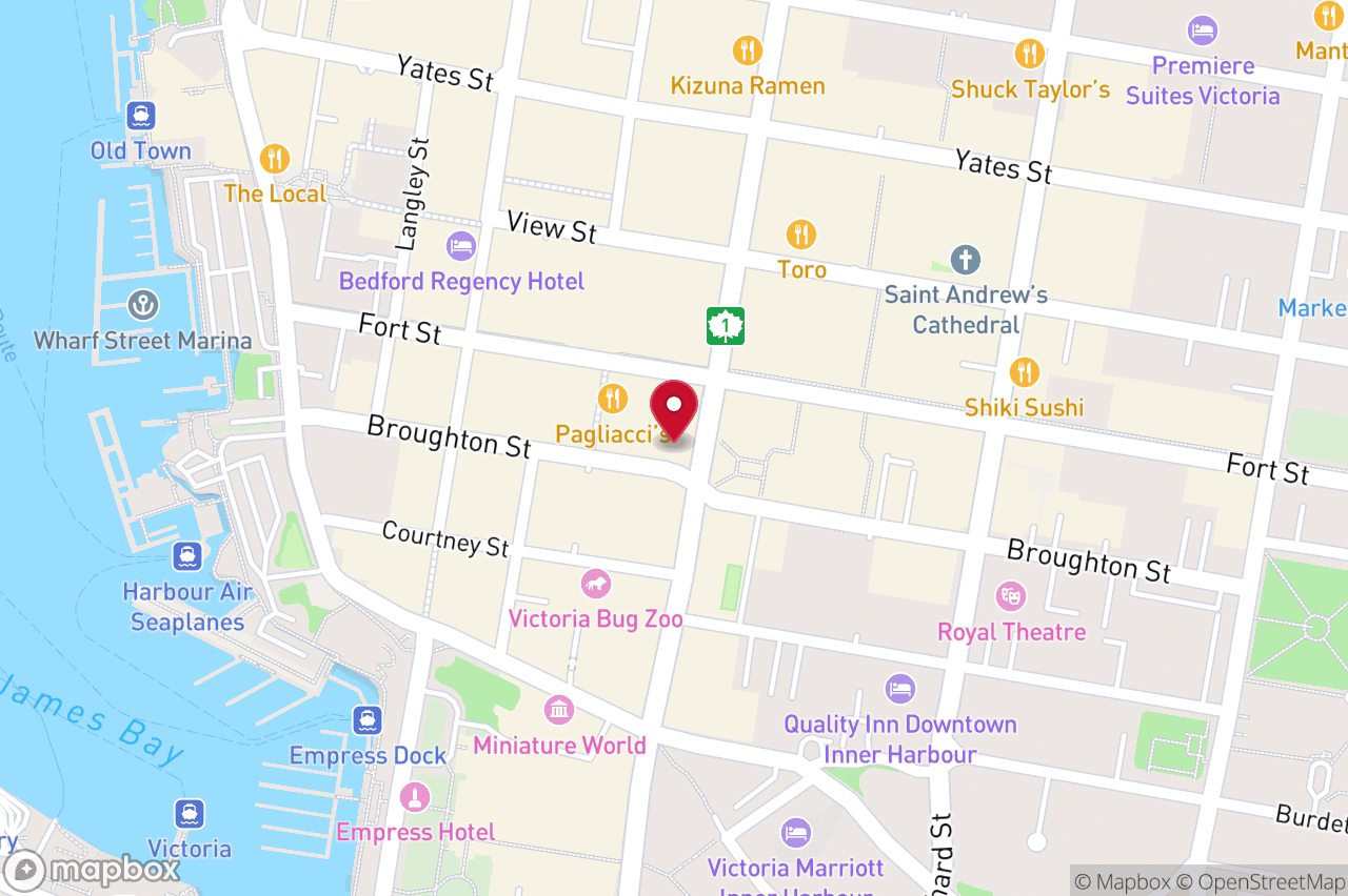 Map of 301 – 1012 Douglas St, Victoria